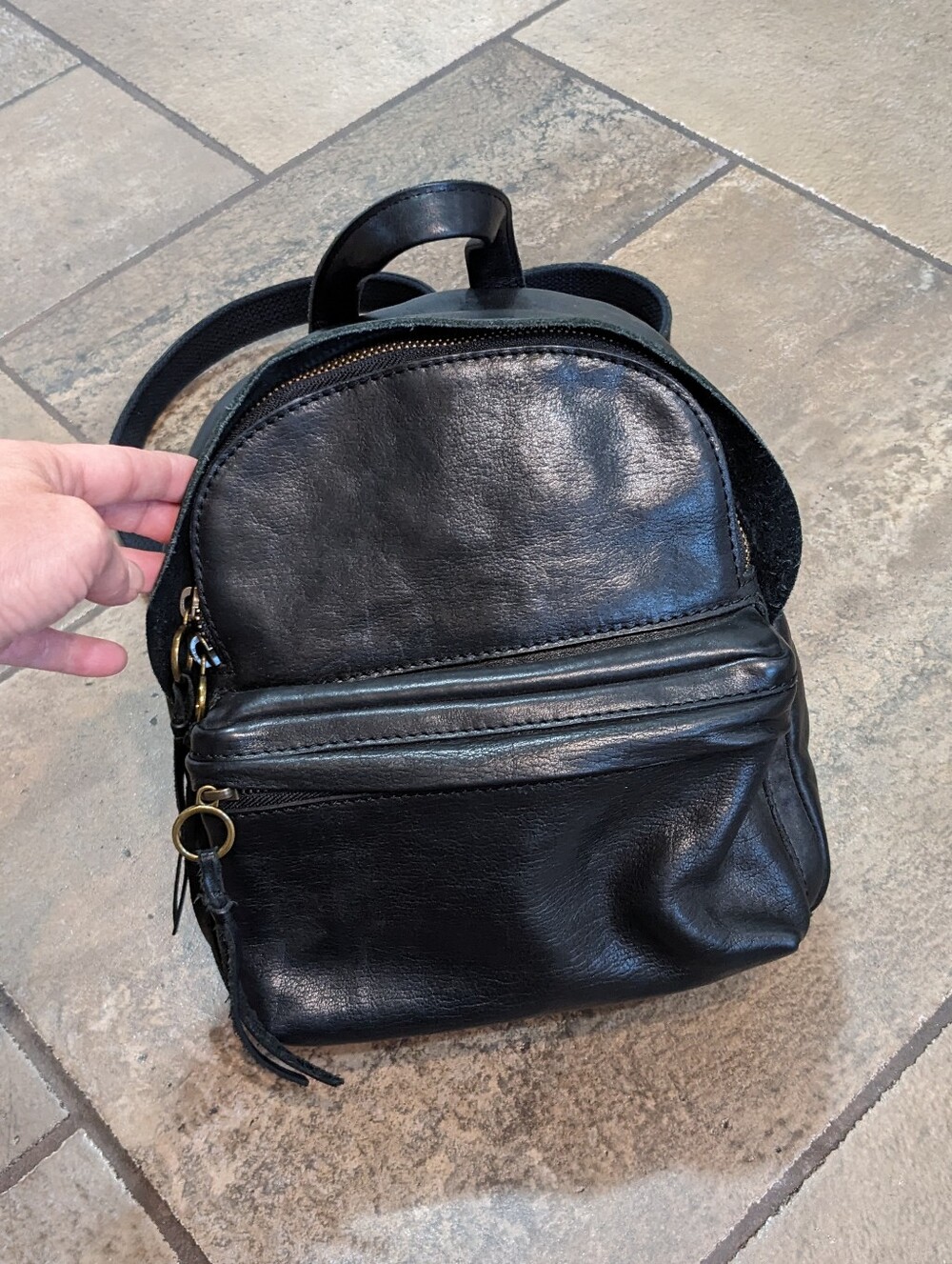 Madewell Lorimer Leather Mini Chic Smooth Butter Soft Minimalist Backpack Black